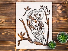 Owl Perched on a Branch Wall Art Reusable Plastic Stencil - StencilAir