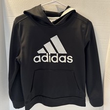 Adidas Youth Big Boy Mesh Trefoil Logo Fleece Hoodie Sweatshirt Size M 10/12 