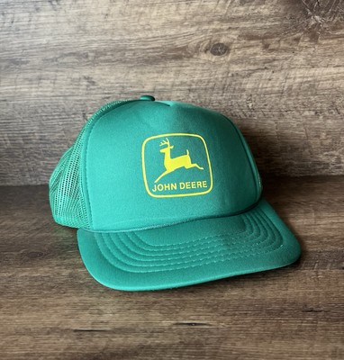 VTG John Deere Snapback Rope Trucker Hat Dad Cap Green Mesh Back 70s 80s Logo