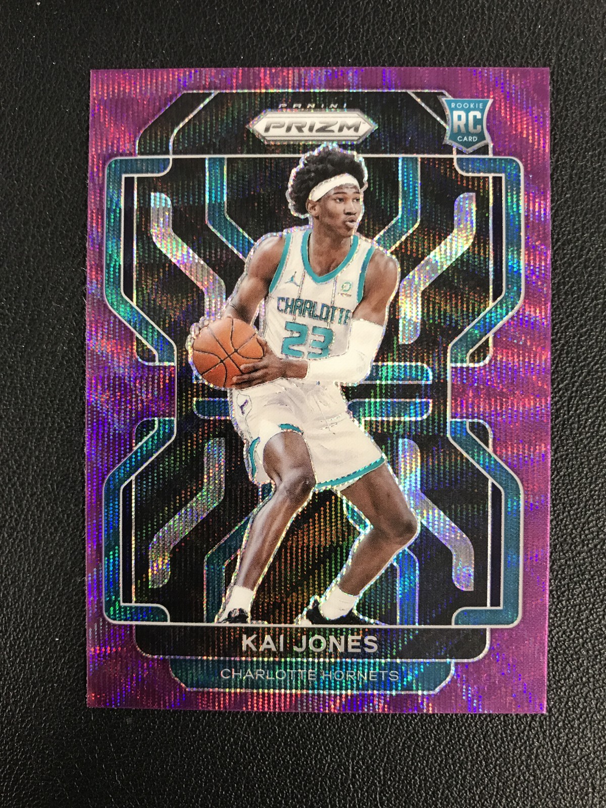 2021-22 Panini Prizm #323 Kai Jones Rookie Purple Wave Prizm Charlotte Hornets