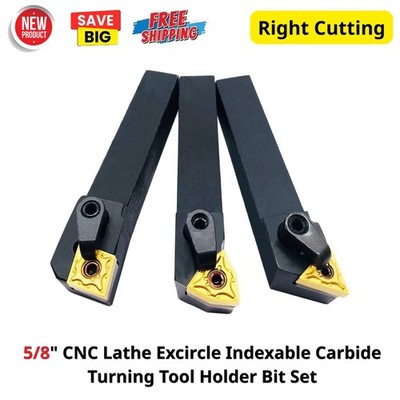 3pcs 5/8'' Right Cutting CNC Lathe Excircle Indexable Carbide Turning Tool Holder