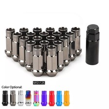 20PCS M12x1.5/1.25 Extended Forged Steel Wheel Tuner Lug Nut Open End Neo Chrome