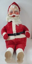 Vintage Santa Claus Doll Rubber Face White Boots Plays Jingle Bells Rare