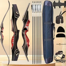 PMZ Archery 60" Recurve Bow Set Traditional Bow Set for Hunting  20-55lbs