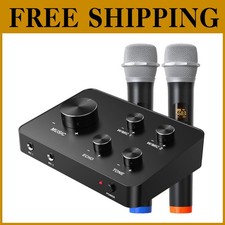 Portable Karaoke Mixer with Dual Wireless Microphones