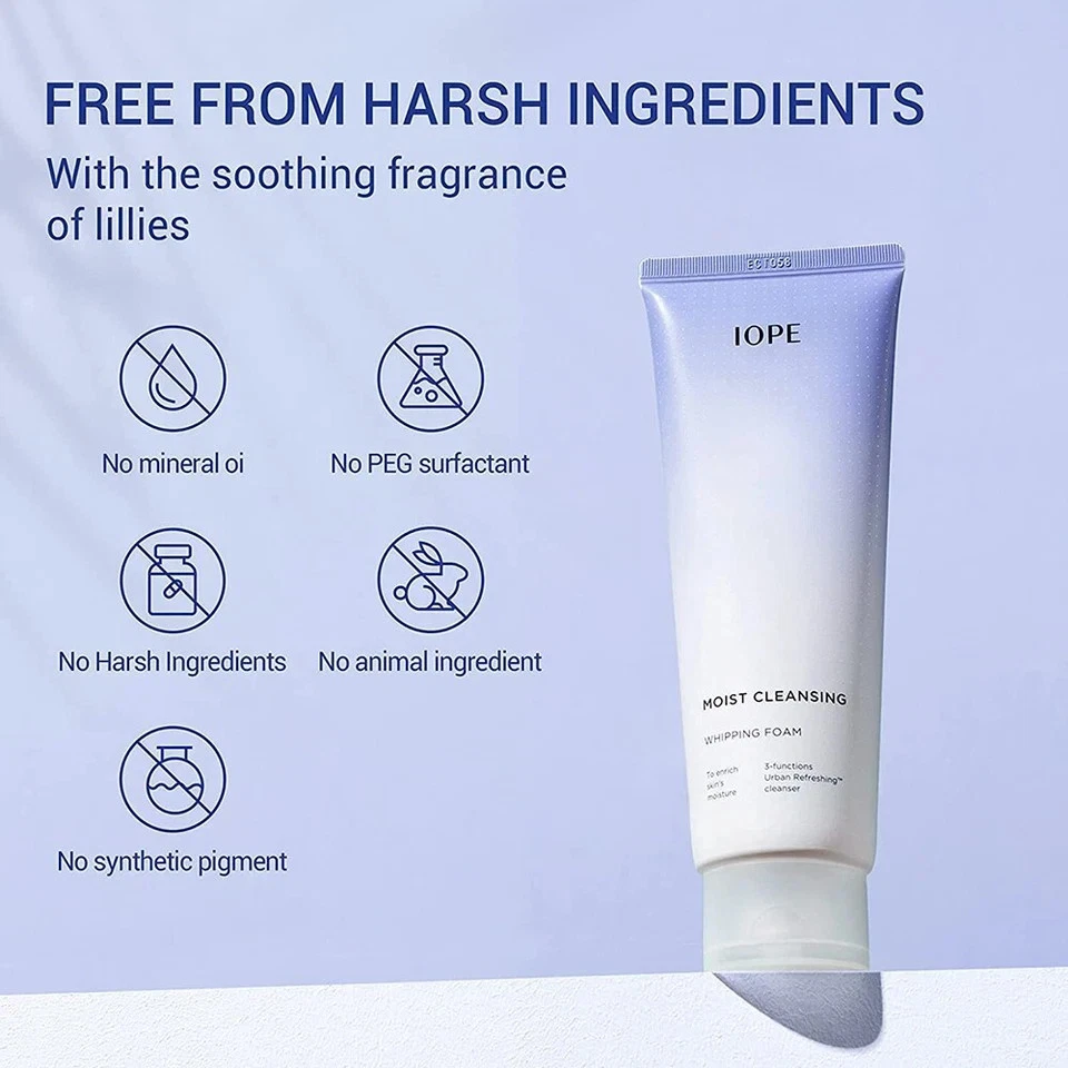 IOPE Face Wash Moist Cleansing Whipping Foam 180ml x 2ea Makeup Remover K-Beauty - Image 2 of 3