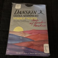 VTG 80's DANSKIN Ultra Shimmery STIRRUP tights Black dance spandex ballet