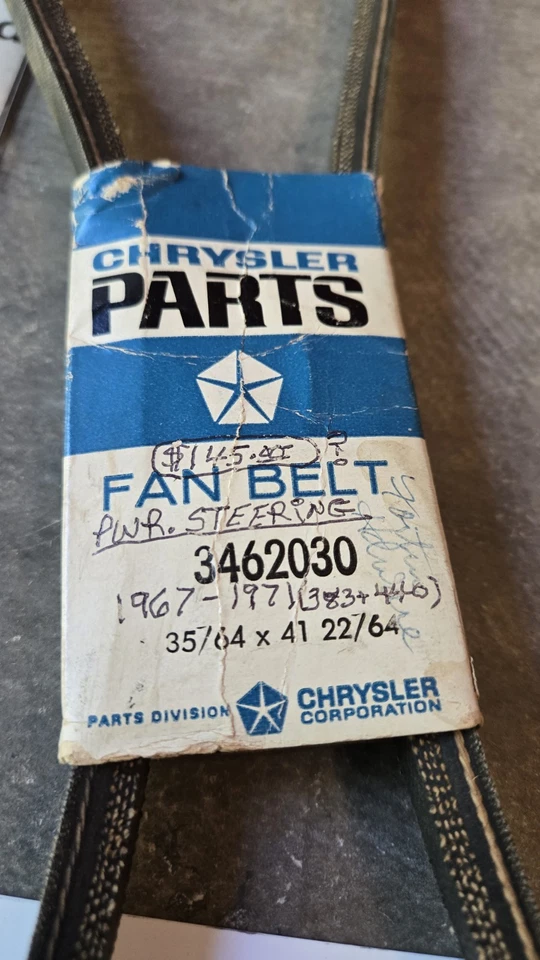 Nuevo de Lote Antiguo Mopar 1966-1971 Plymouth Dodge 383 440 con Bomba Federal CINTURÓN DE DIRECCIÓN ASISTIDA Foto 3 de 3