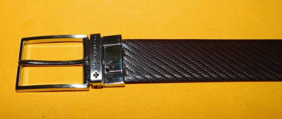 CINTURÓN REVERSIBLE HOMBRE ALPINO SUIZO NEGRO/MARRÓN CUERO GENUINO TALLA 36/90cm.. Foto 2 de 4