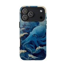 For iPhone / Galaxy / Pixel   Blue Mythic Kraken Octopus Phone Case