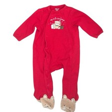 Little Me 6 Months Baby  s First Christmas Red Footed Sleeper Snap