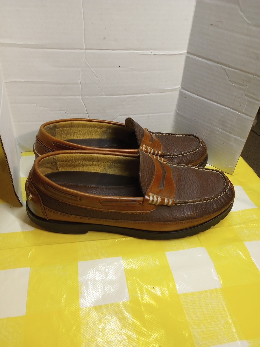 Like NEW! LL Bean Allagash Bison Leather Handsewn Lug Sole Moccasin Boat Shoe 10 LL Bean Allagash Bison Leather 10d 273080 Brown Hand Sewn  main image 2