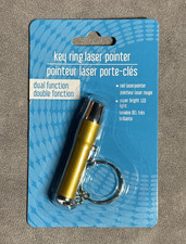 Gold 2-in-1 LED Flashlight Red Laser Pointer Keychain Key Ring Light Pointer
