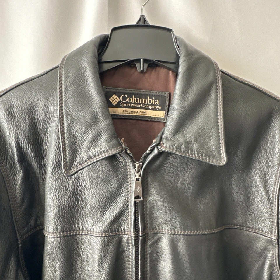 Chaqueta de cuero marrón oscuro Columbia Sportswear para hombre XLT Foto 3 de 4