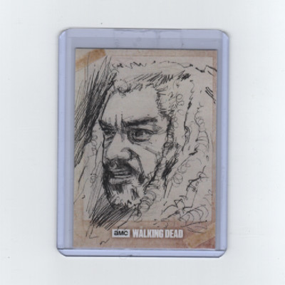 WALKING DEAD EVOLUTION EZEKIEL SKETCH CARD BY ARTIST DYLAN RILEY  1/1!