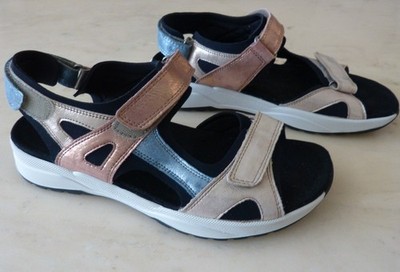 Helvesko Bequemschuh Sandale Modell ''Saia'' in Beige-Rosé-Hellblau glitzernd - 40
