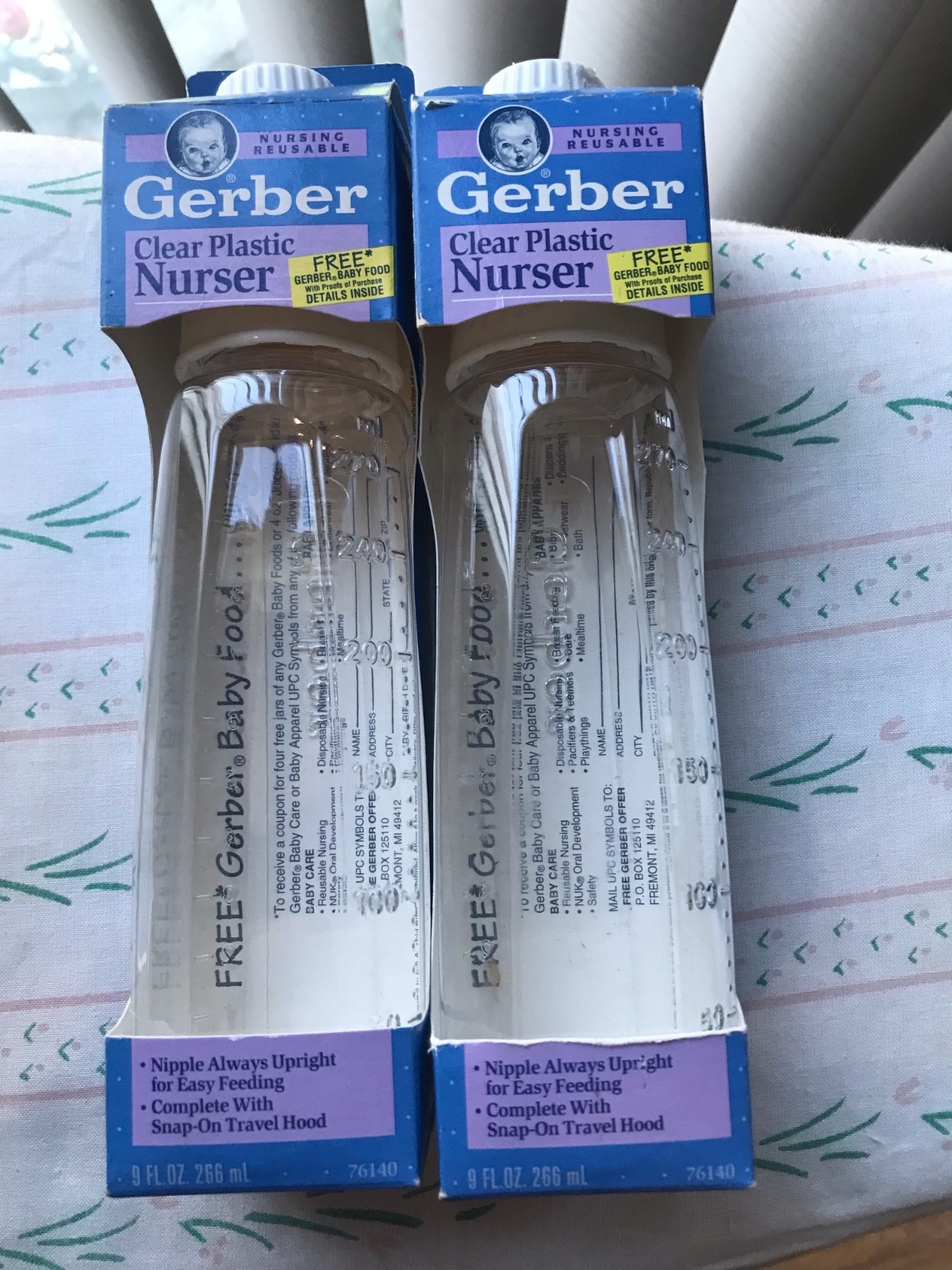 VTG 1991 GERBER 2-9oz. Plastic Nursers Odor Resistant Baby B