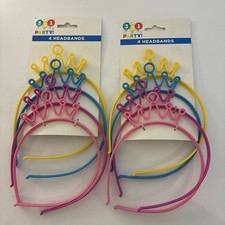  8 Princess Party Headbands by 321 Party Two Packs Of 4 Plastic