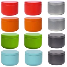 LONG XIN SERIES 12 Pcs 2.1x1.6 Inches Round Tin Jar Tea Tins Food Storage