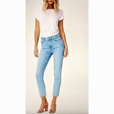 Paige Cindy Raw Hem High Waist Ankle Straight Leg Jeans 32