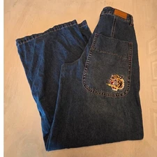 Austin Landing "JNCO Style" Wide Leg Baggy Denim Jeans SZ 3 Tiger Patch