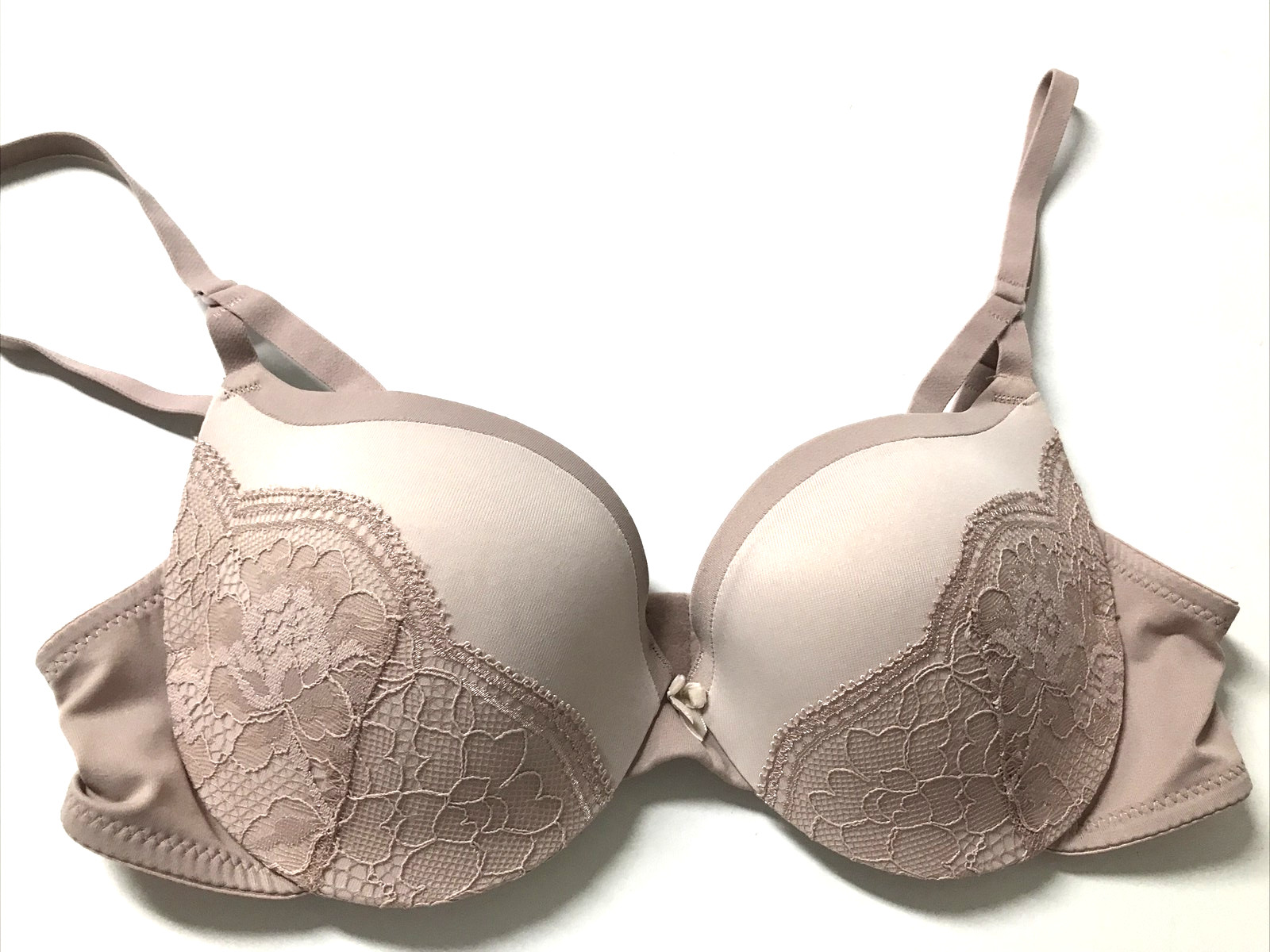 Maidenform Comfort Devotion Lace Shaping Padded Push Up 15763 Women 34B Beige