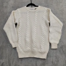 Vtg Carriage Court Sweater S Wool Blend Fisherman Chunky Cable Knit Cottagecore 
