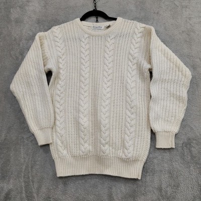 Vtg Carriage Court Sweater S Wool Blend Fisherman Chunky Cable Knit Cottagecore 