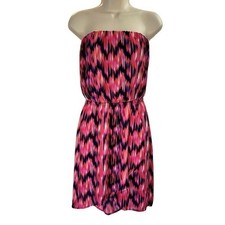 Vintage Y2K EXPRESS Strapless Abstract Retro Elastic Waist Tube Dress 90s