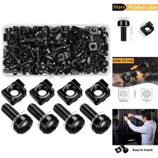 55 Set M6 x 20mm Rack Mount Screws and Cage Nuts for Server Cabinets with Washer