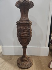 Hand Carved Wooden Vase