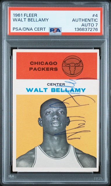 1961 Fleer #4 Walt Bellamy SIGNED PSA Authentic / Auto 7 **Vintage Signature**