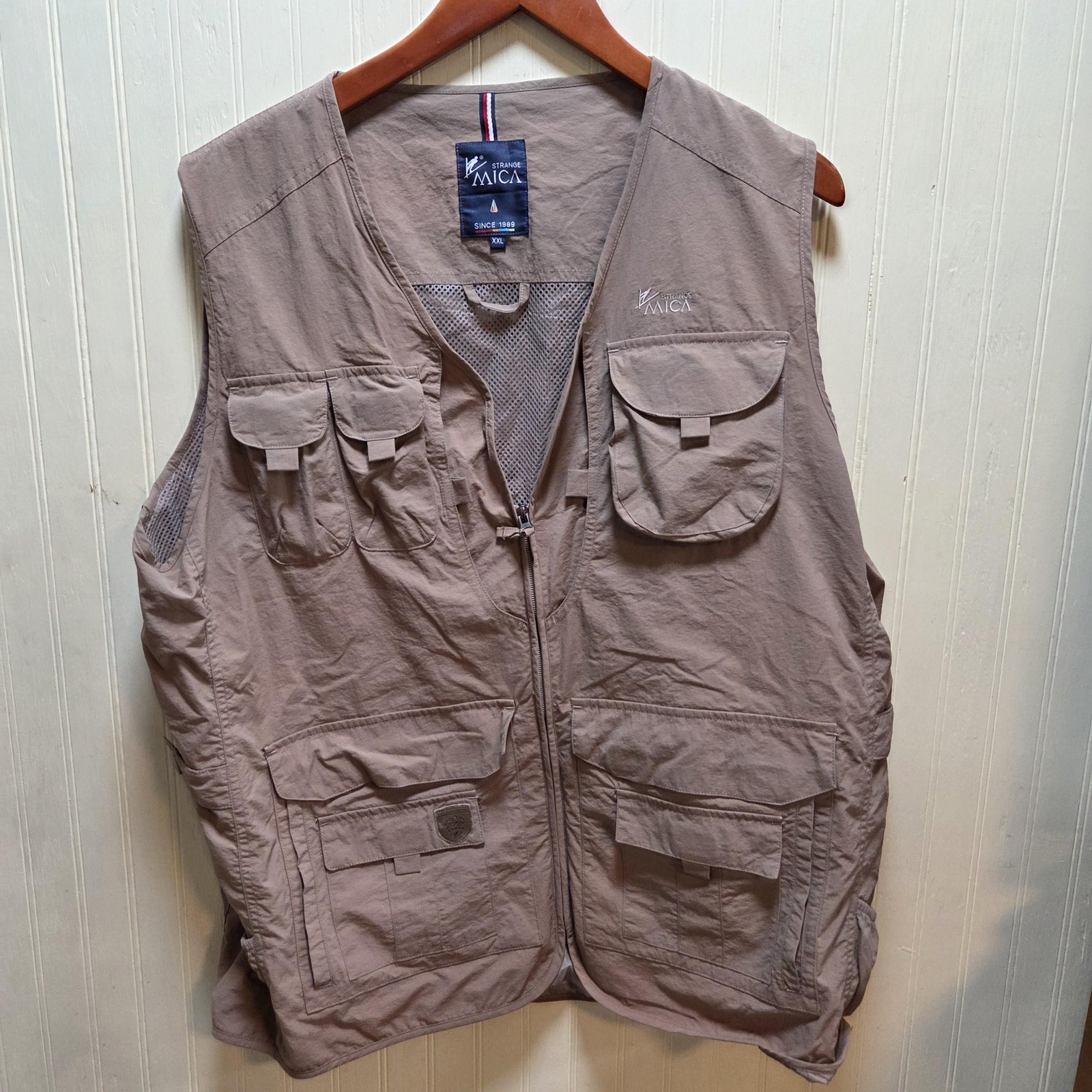 Strange Mica Vest Mens 2XL Brown Nylon Mesh Multi Pocket Outdoor Travel Safari - second product detail image