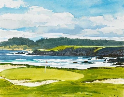 Ogden Pleissner The 10th Green From The 11th Tee Pebble Beach Canvas Print - Image 1 of 4