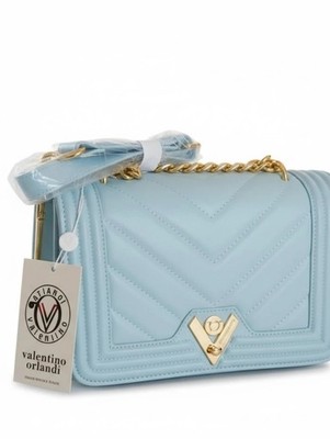 Valentino Orlandi Natasha Light Blue Quilted Crossbody Bag NEW NWT