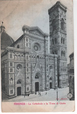 VTG Linen Postcard Cathedral & Giotto's Campanile (bell tower) Florence, Italy.