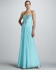 NEW LA FEMME Embellished Sweetheart Chiffon PAGEANT GOWN SIZE 6 500 ICE BLUE