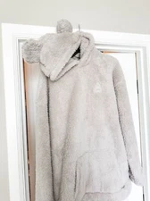 Tokyo Disney Resort 2022 Hoodie MOKOMOKO Style Gray Mickey Sherpa Fuzzy Large L