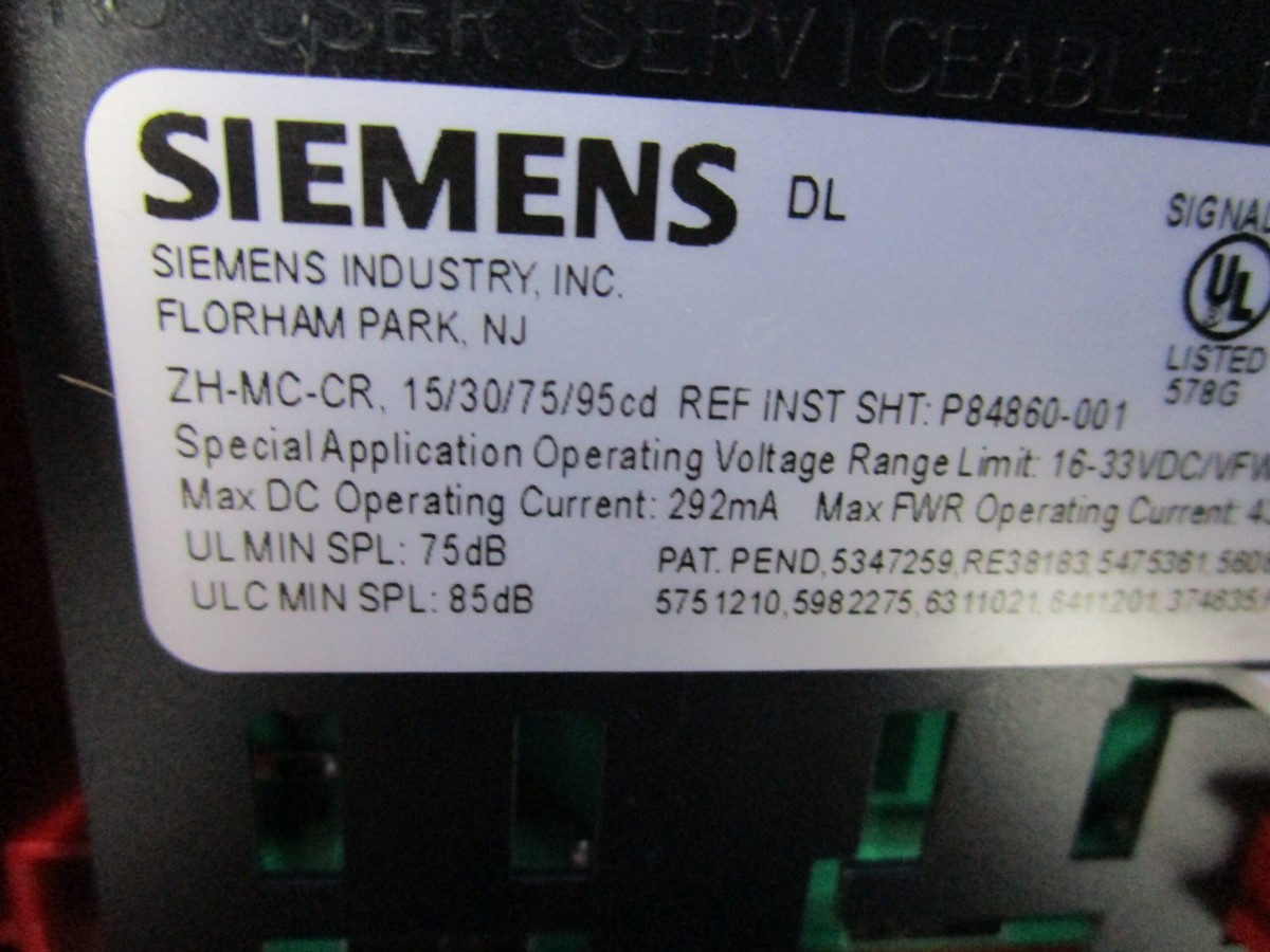 Siemens （シーメンス）　Da NEW SIEMENS HORN STROBE RED MULTI-CANDELA CEILING FIRE ALARM ZH-MC