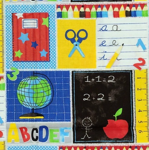 Back to School Pencils Notebook Supplies Student Teacher Cotton Fabric ONE YARD