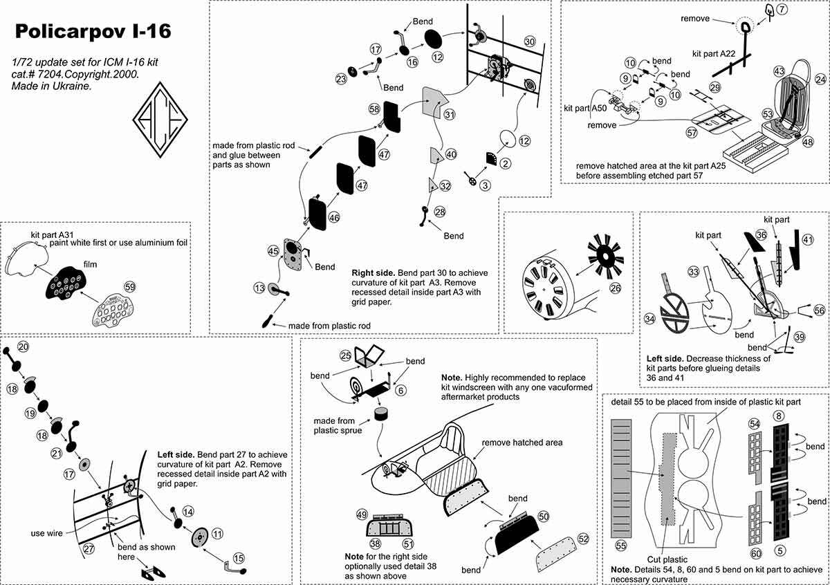 ACE PE7204 1/72 I16 Photoetched update set for ICM kit plastic model kit UK eBay