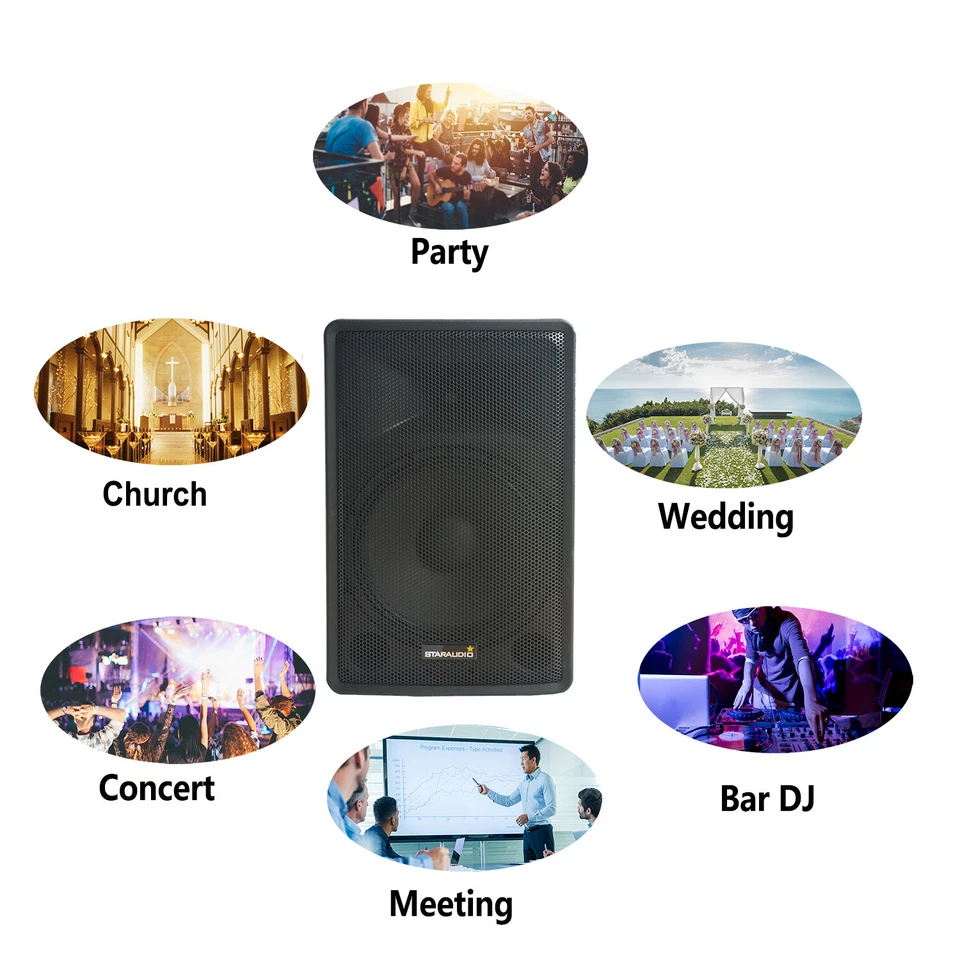 15" Active Power PA Speaker Audio 3500W Peak Power Speaker Stage TWS Loudspeaker - Image 3 of 4