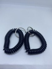 BLACK RETRACTABLE SPRING WRIST COIL KEY CHAIN X2 USA VENDOR QUICK FREE SHIPPING