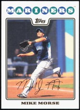 2008 Topps #594 Mike Morse Seattle Mariners FACSIMILE AUTO Baseball Card