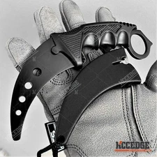 7.5" METAL BLADE TRAINING KARAMBIT Realistic Trainer Fixed Blade Knife