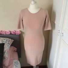 Women’s Guess Size Medium UK 8 Dress Pink Nude Tight Knit Stretch Body con