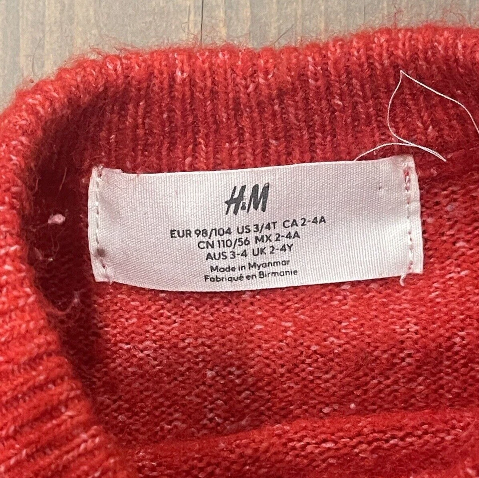 H & M ребенка ясельного возраста девочки длинным рукавом Рождество MouseTree красный ворота свитер Sz:3-4T - Изображение 4 из 4