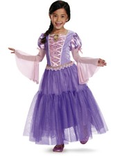 Child's Girls Disney Princess Deluxe Rapunzel Tangled Ball Gown Dress Costume