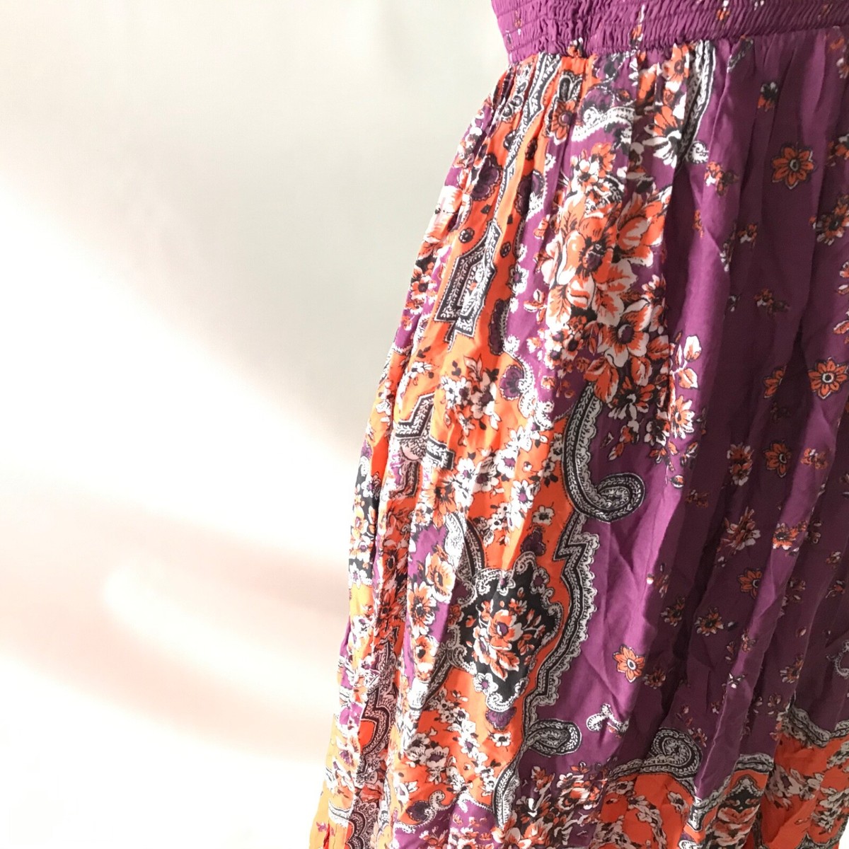 strapless open back dress New Anthropologie Orange Geometric Print 
