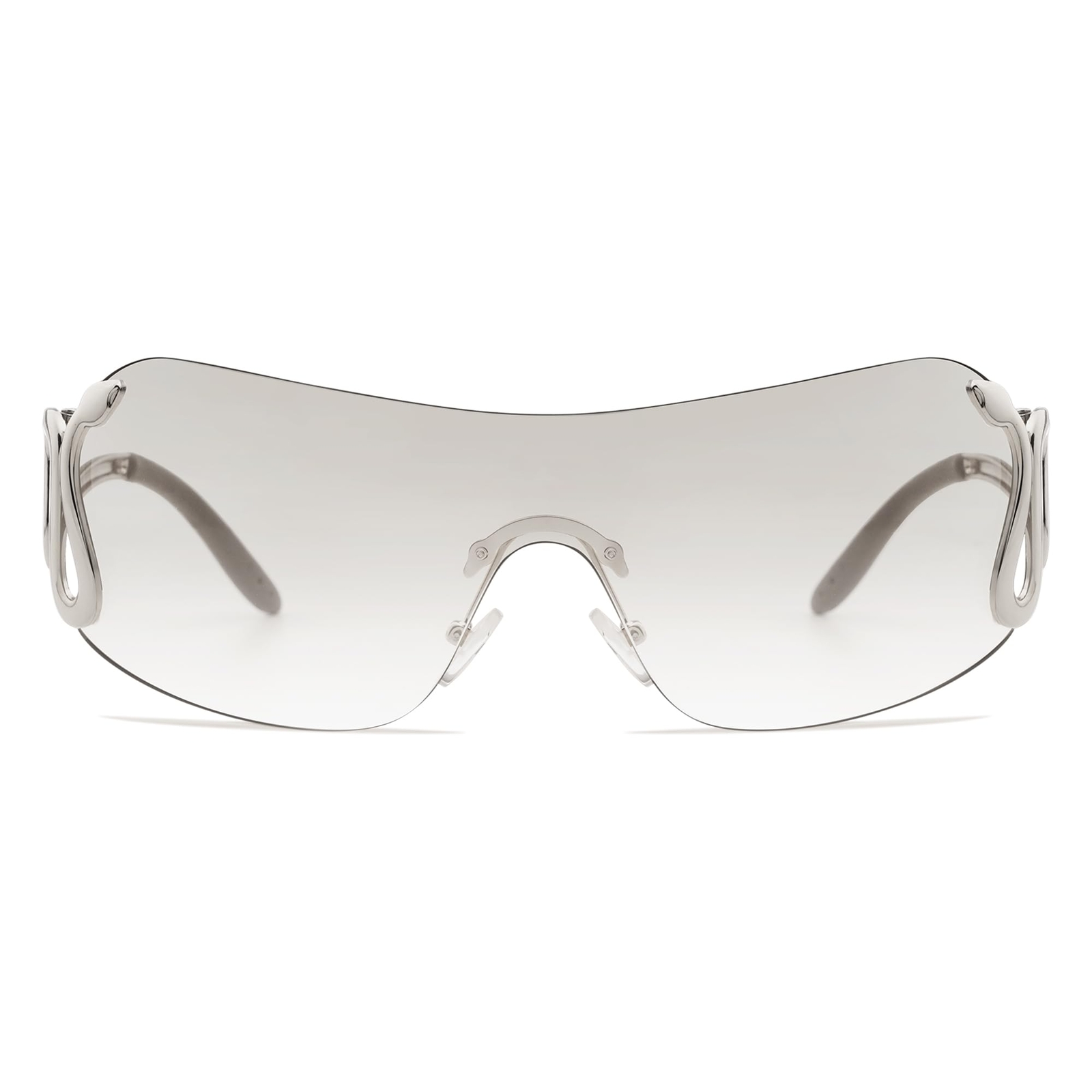 Rimless Y2k Sunglasses for Women Men Trendy Oversized Wrap Around Snake Shade...
